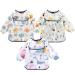 Discoball Baby Bibs with Sleeves Waterproof Feeding Bibs - 3 Pcs Unisex Baby Dribble Bibs Painting Apron Bibs Adjustable Closure with Large Pocket for Infant Toddler 6 Months to 3 Years Old White#2