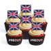 24 PRECUT Union Jack Flags British Flag Edible Cupcake Toppers - Premium Thickness SWEETENED VANILLA - wafer card disc cake decorations