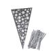 VDL Pack of 100 Christmas Sweet Cones Snowflakes Themed Clear Treat Bags with Twist Ties (16x30cm)