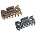 Parcelona French Classic Small 2.5 Celluloid Set of 2 No Slip Grip Covered Spring Jaw Hair Claw Durable Styling Women Hair Accessories  Made in France (Shell and Black)