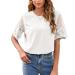 Short Sleeve Blouse Lace Sleeve Blouse Casual Stylish for Women for Shopping (M) White