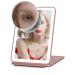 HUOJUCUN Shanker LED Travel Makeup Mirror with Light Foldable Makeup Mirror Travel Lighted Makeup Mirror with a Small Magnifying Mirror.Lighted Makeup Mirror Light Up Mirror Pink