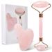 GUGUG Rose Quartz Stone Gua Sha Set Natural Jade Roller for Facial Massage Face Roller for Eye Puffiness Skin Tightening