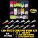 Crappie and Panfish Tube Bait Lure Kit - 130 Piece Set for Freshwater Fishing - Soft Plastic Worm Baits for Trout and Bluegill - Includes 120 Bodies and 10 Jigheads - Buy Online on GoSupps.com
