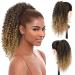 Short Afro Kinky Curly Ponytail for Black Women Drawstring Ponytail Hair Extension African American Hair Piece Afro Drawstring Curly Ponytail with Clip-in Hairpiece (Light blonde)