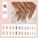 24 Pcs Silvery Glitter False Nails with Jewels - Milky White French Press on Nails for Women | Acrylic Coffin Fake Nails Medium with Glue for Nail Art - Buy Online on GoSupps.com