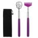2 Pack Portable Extendable Back Scratcher - Backscratchers for Adults extendable - Metal Stainless Steel Telescoping Massage Tool with Carrying Bag (Purple)