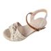 XTZYGLFD Ladies Fashion Summer Solid Color Leather Cover Toe Flat Beach Slippers Fit Flops Sandals for Women Beige 6 UK XbNarrow