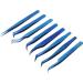 8-Piece Stainless Steel Eyelash Tweezers Set - Fine Tip Ergonomic Blue Titanium Eye Makeup Tools for Women - Portable & Durable - Buy Online on GoSupps.com