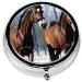 Horses in The Snow Mini Round Pill Box | 3 Compartment Travel Pill Organizer | Portable Medicine Case for Home & Office - Buy Online on GoSupps.com