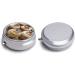 Round 3-Compartment Pill Organizer - Decorative Portable Metal Pill Box with White Icing Print | Perfect Travel Medicine Case - Buy Online on GoSupps.com
