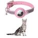 Kocnydey leather reflective Airtag cat collar anti-wing cat collar with adjustable bracket & bell integrates Apple Air day cat necking band for cats small dogs (pink) XS (19-26cm) pink
