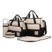 Miss Lulu 5er-Set Baby Wickeltasche Babytasche Tasche Mutter Windeltasche Handtasche Schultertasche Flaschenhalter mit wickelunterlage Black Set