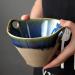 Northern Europe Creative binaural Bowl Retro Glaze Ceramic Noodle Bowl Salad Bowl Soup Bowl Noodle Bowl Noodle Bowl Tableware Kitchenware