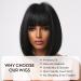 AWEE Black Short Bob Wig with Bangs - 10 Inch Natural Straight Synthetic Hair for Daily Wear and Cosplay - Buy Online on GoSupps.com