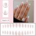 French Pearl White Tip Press-On Nails - Medium Length 24pcs Almond False Nails with Glue for Women & Girls - Buy Online on GoSupps.com