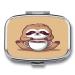 Pill Box Yoga Sloth Coffee Print 2 Compartment Medicine Pill Case Pill Organizer Decorative Metal Portable Pill Box for Pocket Or Purse