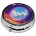 Purple Door in The Valley Portable Metal Pill Box - Round Mini 3-Compartment Design for Travel - Hinged Fastening - Ideal for Small Pills - Black - Buy Online on GoSupps.com