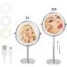 Height Adjustable 8 Inch Makeup Mirror with Lights and Magnification 1X/10X - Dimmable, Rechargeable, Double Sided, 360 Rotation - Touch Control Vanity Mirror for Women - Silvery - Buy Online on GoSupps.com