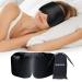 Mulberry Silk Sleep Mask Luxury Eye Mask for Sleeping for Women Men with Adjustable Band Eye Cover for Sleeping with Soft Pressureless Blackout Design in Large Size for Back and Side Sleeper Midnight Black