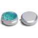 Round Pill Box - Blue Aqua Pool Print | 3 Compartment Metal Pill Organizer | Portable Decorative Pocket Pill Case - Buy Online on GoSupps.com