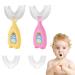 Children U-shaped toothbrush all round children U-shape toothbrush u toothbrush children toothbrush for the whole mouth manual toothbrush for children food quality silicone brush pink & yellow