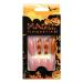 Press Nails Medium Long Fake Nails Acrylic Nails Pumpkin Black Flame Cross Head Design Suitable for Women Halloween Fashion Decoration