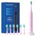 Sonic Electric Toothbrush for Adults and Kids, BAFOVY Rechargeable Electric Power Toothbrushes with 6 Brush Heads, 5 Modes, 2 Min Smart Timer and Wireless Fast Charging (Pink)