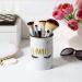 Round White Ceramic Makeup Brush Holder with Cute Sayings - Flawless Cosmetic Organizer for Vanity Countertop - Buy Online on GoSupps.com