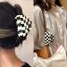 Checkered Hair Claw Clips - Vintage Classic Black White Lattice Print Barrettes - Strong Hold Clamp Hair Clips - Tortoise Y2K Aesthetic Hair Accessories for Women Girls - 2 Pack - Buy Online on GoSupps.com