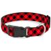 Buckle-Down Dog Collar Plastic Clip Diagonal Buffalo Plaid Black Red Available in Adjustable Sizes for Small Medium Large Dogs 1" Wide - Fits 15-26" Neck - Large