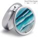 Round Pill Box - Turquoise Beach Seascape Print | 3 Compartment Decorative Metal Portable Pill Organizer - Buy Online on GoSupps.com