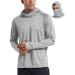 Baleaf uv shirt men rashguard sun protection shirt long arm uppf 50+ hooded sweater light with thumb hole for running surf outdoor fishing l gray