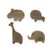 PLT 4 pieces of animal handles for children's furniture made of untreated walnut wood knob button for chest of drawers cupboard drawer door children's room gift idea (4 elephant lion hip giraffe) 4 beige elephant lwe hippo giraffe