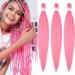 Pink Braiding Hair Extensions 32 Inch Pre stretched Braiding Hair Hot Water Setting Synthetic Hair Pre Stretched Crochet Braids Hair(3 Packs Pink) 32 Inch(Pack of 3) Pink