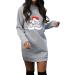 Shop Women's Fashion Christmas Long-Sleeved Hoodie Dress - Cartoon Pulli Style - Oversized Gray Sweatshirt for Autumn & Winter - Buy Online on GoSupps.com