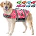 Emust dog chimney reflective adjustable with improved buoyancy and rescue handle for swimming new pink camouflage l new pink camouflage