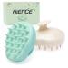 Hience 2 pieces scalp massage brush head massage shampoo brush for peeling and hair growth anti -dandruff scalp massager with grip made of wheat straw and soft silicone bristles mint green & beige