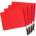 SEWACC 4pcs Sports Referee Flags Linesman Flags Stainless Steel Pole Hand Flag Track and Field Sports Flag for Soccer Volleyball Match (Red)