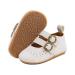 Baby Girls First Walking Shoes Mary Jane PU Leather Anti-Slip Princess Shoes Infant Baby Shoes 0-6 Months F White
