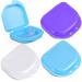 Retainer Case with Vent Holes, 3 Pack Orthodontic Mouth Guard Cases Cute Denture Case Tight Snap Lock Retainer Holder(Blue/Purple/White)
