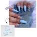 Uposao 24 Pieces Blue Coffin Ballerina False Nails - Long French Acrylic Press-On Nail Tips for Women & Girls - Buy Online on GoSupps.com
