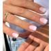Nails Press Ons Short White Pink Cute Fake Nails Short Square Glue on Nails Set 24Pcs with Adhesive Tabs Nail File for Women Press On Nails (Natural 2)