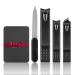 Lophe manicure set 4PCs nail scissors set nailbox nail clipper nail file professional nail clippers beauty nail care kit for women men and seniors for at home travel 4PC black