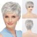 Silver Grey Short Wig with Bangs for Women - Blonde Unicorn - Buy Online on GoSupps.com