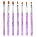 Jinlaili 7PCS Nail Art Brush Set Purple Nail Art Tips Builder Brush UV Gel Acrylic Nail Brush Nail Painting Brush Pen Nail Art Design Painting Liner Pen Set Acrylic Nail Brush Kit for Home Salon