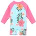 HUAANIUE Baby Girls Short Sleeve One Piece Swimsuit | UPF 50+ Sun Protection | Cyanflower Swimwear | 2-3 Years - Buy Online on GoSupps.com