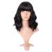 MapofBeauty 14 inch/35cm Short Bob Wavy Curly Fresh Air Bangs Hair Fibers Normal Wig (Black)