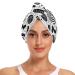 Black Graffiti White Hair Towel 2 Pack Super Absorbent Hair Drying Towel Quick Dry Hair Turbans Head Towel with Button Twisty Wrap for Women Girls