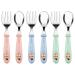 Vicloon Baby Fork and Spoon 6 PCS Toddler Utensils Spoons Forks Tableware Set Toddler Utensils Stainless Steel Baby Forks and Spoons Baby Feeding Cutlery Utensils Weaning Spoons for Kids - Pig Pink/Blue/Green-pig